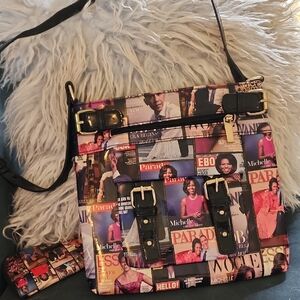 Stylish Magazine Print Crossbody Bag